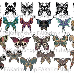 SKULL BUTTERFLY SVG, Gothic Butterfly Svg File | Skeleton Svg | Butterfly Clipart | Butterfly Decal | Svg Files for Cricut and Silhouette
