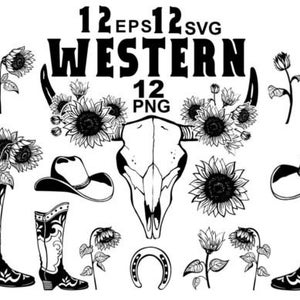 WESTERN SVG, Svg de cow-boy, chapeau de Cowboy, Svg de cow-girl, Svg de silhouette de cow-boy, Svg de femmes occidentales, bottes de cowboy Svg, pistolets Svg
