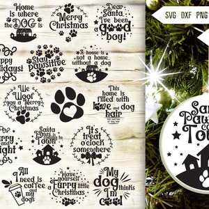 NOËL CHIEN ORNEMENT svg bundle - chien ornements de Noël svg bundle - chien animal décor de Noël svg dxf png