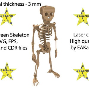 Zbuduj własny szkielet, wycinany laserowo plik cyfrowy | Uroczy szkielet na Halloween DIY | Edukacyjna aktywność szkieletowa | Jesienne rzemiosło | Glowforge