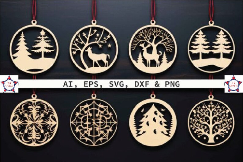 Christmas Ornament Svg Bundle Laser Cut File, Christmas Ornament With ...