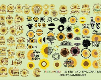 Paquete de girasoles SVG y PNG, archivos de corte para uso comercial