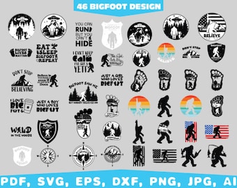 Bigfoot SVG Cut Files | Sasquatch, Camping Designs (Instant Download)