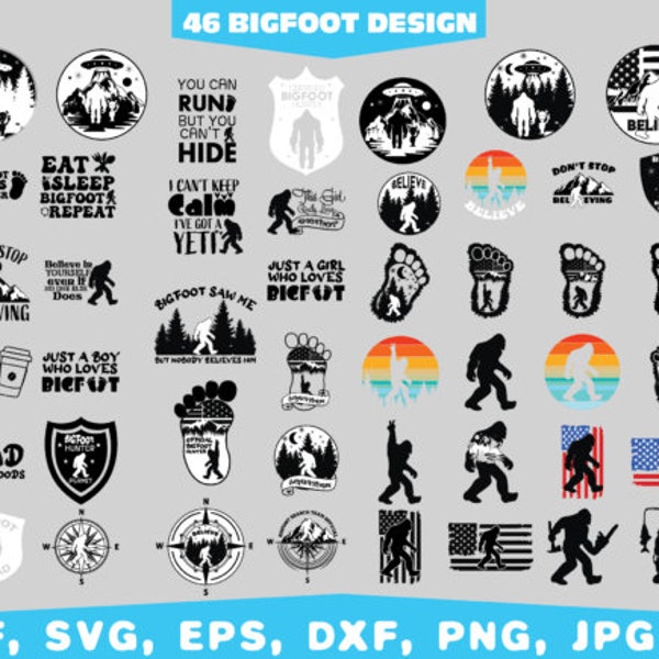 BIG FOOT SVG | Sasquatch SVG | Vektor-Schnittdatei für Cricut | Natur Motiv SVG | Camping SVG | Bigfoot Berg SVG, Sofort download