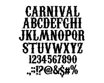 CARNIVAL FONT SVG, Carnival Alphabet, Carnival Letters and numbers svg for cricut, Silhouette, Carnival signs - Instant download