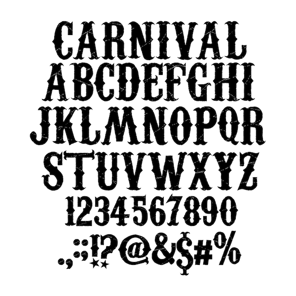 CARNIVAL FONT SVG, Karneval Alphabet, Karneval Buchstaben und Zahlen svg für Cricut, Silhouette, Karneval Zeichen - Instant download