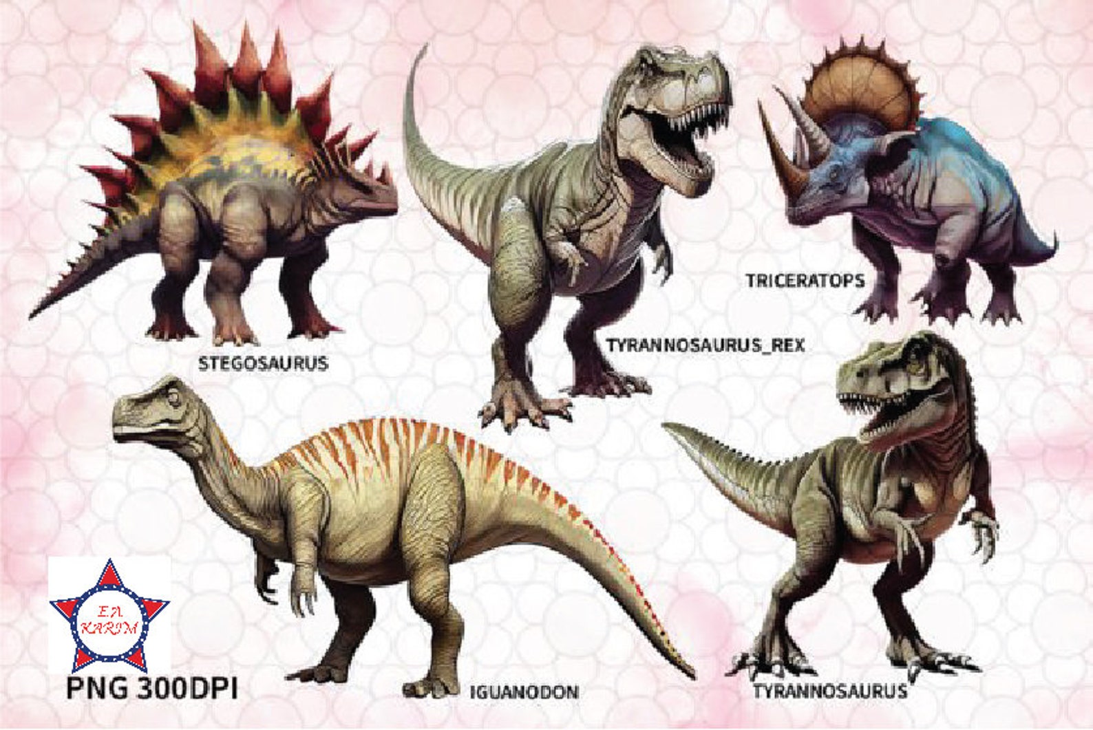 Dinosaurs Watercolor Clipart Bundle Fantasy Magical T-rex Dinosaurs ...