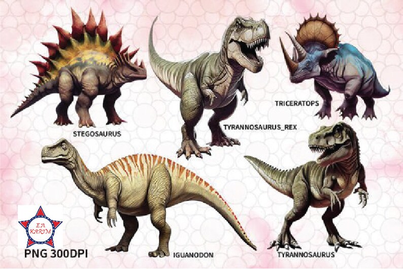 Dinosaurs Watercolor Clipart Bundle Fantasy Magical T-rex Dinosaurs ...