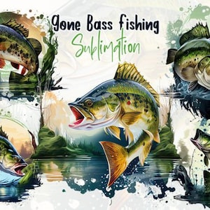 Gone Fishing Sublimation Design: Bass PNG (Digital Download)