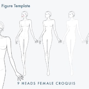 Female Fashion 9  Heads Female Croquis TEMPLATES Pack • Svg and Png files, Digital Download, Fashion girls • Instant Download