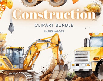 Construction clipart | Watercolor construction truck clipart | Construction signs | Construction party | Construction PNG files