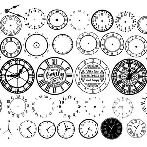 53 CLOCK FACE SVG, Clock Svg, Clock face clipart Bundle cut files,Clock Numbers Svg,Roman numeral clock,Clock face template,Clock silhouette