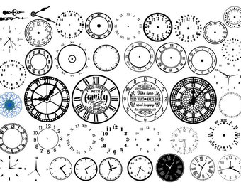 53 CLOCK FACE SVG, Clock Svg, Clock face clipart Bundle cut files,Clock Numbers Svg,Roman numeral clock,Clock face template,Clock silhouette