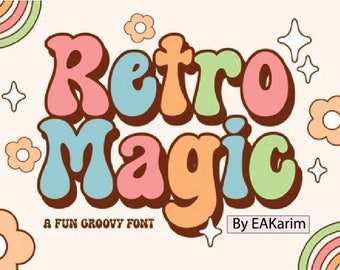 RETRO MAGIC FONT Svg, Magic Alphabet, Magic Letters and numbers svg for cricut, Silhouette, Retro Magic signs - Instant download