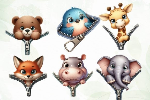Zipper Animals Clipart, Cute Animal Stickers, Animals Meme Stickers ...