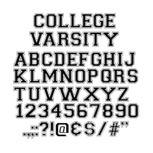 COLLEGE VARSITY FONT SVG, College Alphabet, College Varsity Buchstaben und Zahlen svg für Cricut, Silhouette, Instant download
