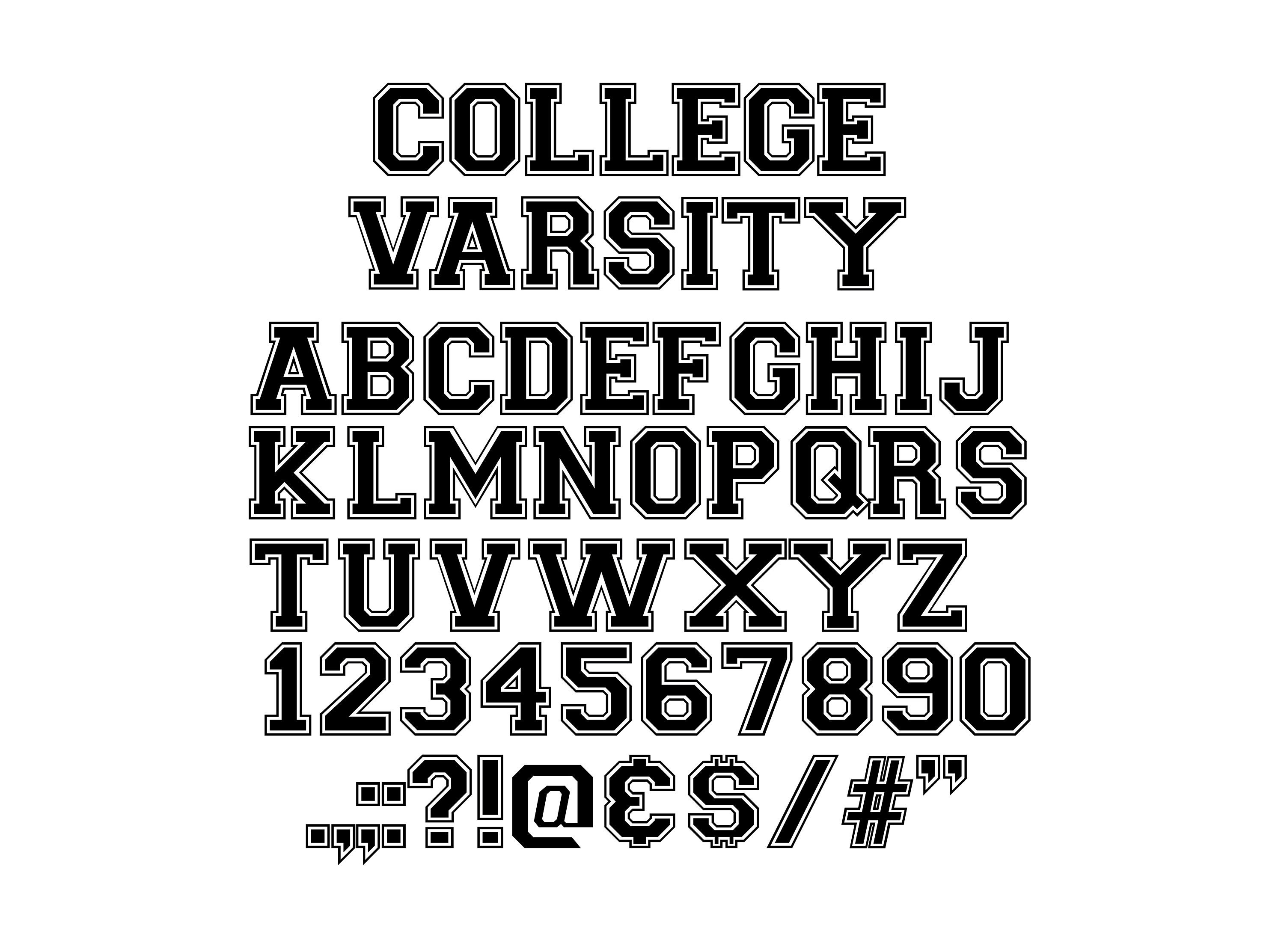 College Varsity Font Svg Varsity Alphabet College Varsity Etsy