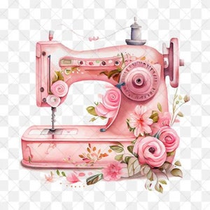 Watercolor Sewing Clipart, Quilting Clipart Vintage Sewing Machine ...