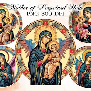 Acquerello Vergine Maria, Nostra Signora di Guadalupe Clipart, Nuestra Señora de Guadalupe, ClipArt Vergine Maria, Download istantaneo, 5 file PNG.