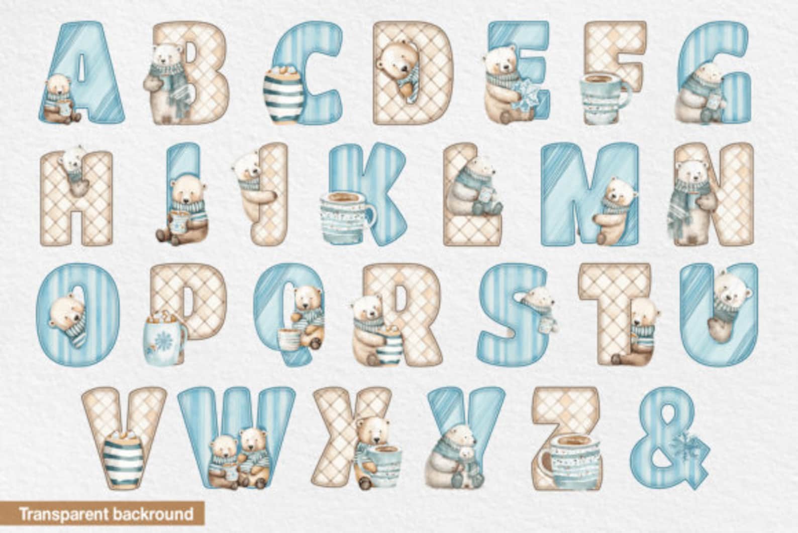 Bears Alphabet, Bear Letters Png, Alphabet Png, Instant Download for ...