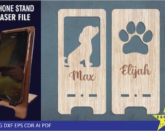 Phone Stand Laser Cut SVG | Cell Phone Stand SVG Bundle, Laser cut files, Gloworge, Phone stand cut files, Instant download.
