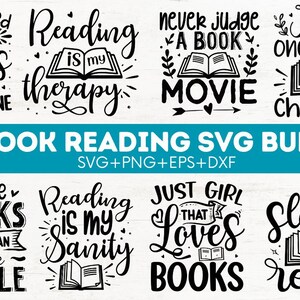 BOOK READING SVG Bundle - Book Lover Svg Books Svg - Reading Quotes ...