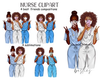 Watercolor Nurses Clipart | Health, Doctor, Nurse, Ambulance, Hospital, Medicine Illustrations| Instant Download for Commercial Use