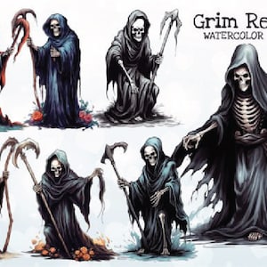Grim Reaper Clipart Bundle, Clipart numérique, Clipart à usage commercial, PNG Clipart, 300dpi Clipart, Reaper Clipart, Halloween Clipart.