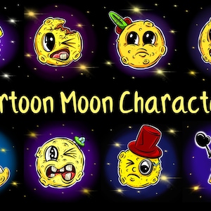 CARTOON MOON SVG | Cartoon Maan Png, Maan Silhouet | Cartoon Maan Clipart | Svg-bestanden voor cricut | Hemels silhouet, Direct downloaden