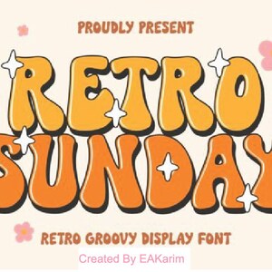 RETRO SONNTAG Schriftart, Sonntag Alphabet, Sonntag Buchstaben und Zahlen svg für Cricut, Silhouette, Retro Sonntag Zeichen - Instant download