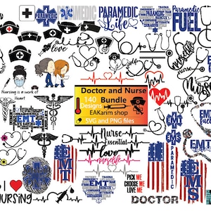 Médecin et infirmière SVG Svg Bundle, stéthoscope Svg, Clipart stéthoscope, soins infirmiers, infirmière, coeur, hôpital, fichiers pour Cricut, Silhouette, Svg, Png