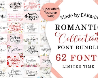 ROMANTISCHES SCHRIFTART BUNDLE, moderne Schriftart, Schriftart Ttf, digitale Schriftart, Schriftart Download, Hochzeit Schriftart, schöne Schriftart, Canva Schriftart, Kalligraphie Schriftart