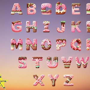 Candyland Alphabet Clipart, Candy Letters, transparent background, high quality, clipart, 12x12, Digital files, commercial use