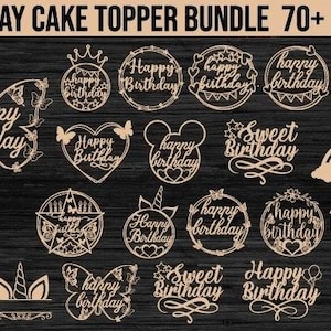 Joyeux anniversaire Cake Topper svg Bundle, gâteau topper svg, joyeux anniversaire svg, gâteau d'anniversaire, gâteau d'anniversaire svg, téléchargement immédiat.