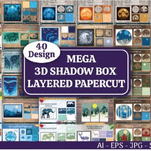 SHADOW BOX SVG, modèle, fichiers svg pour cricut et silhouette, fichiers numériques, téléchargement immédiat, fichiers Svg, Png, Ai, Eps et Jpg.