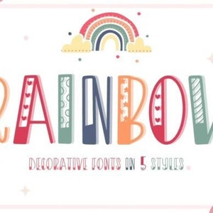 Regenbogen - Handschrift Schriftart, OTF Schriftart, TTF Schriftart, Familienschrift, dekorative Schriftarten, Canva Schriftart, Procreate Schriftart, digitale Schriftart, digitaler Download