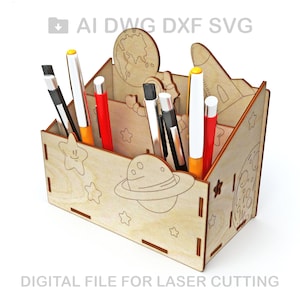 PENCIL HOLDER Corte láser - PROBADO -, Portalápices de madera, Archivos vectoriales para corte láser de madera, Glowforge, Archivos digitales, Descarga instantánea