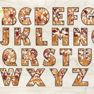 LETRAS Archivos cortados con láser Archivo DXF Alphabet SVG para Glowforge, Letras en capas cortadas con láser y alfabeto svg para cricut, Wall Art Cad Letters