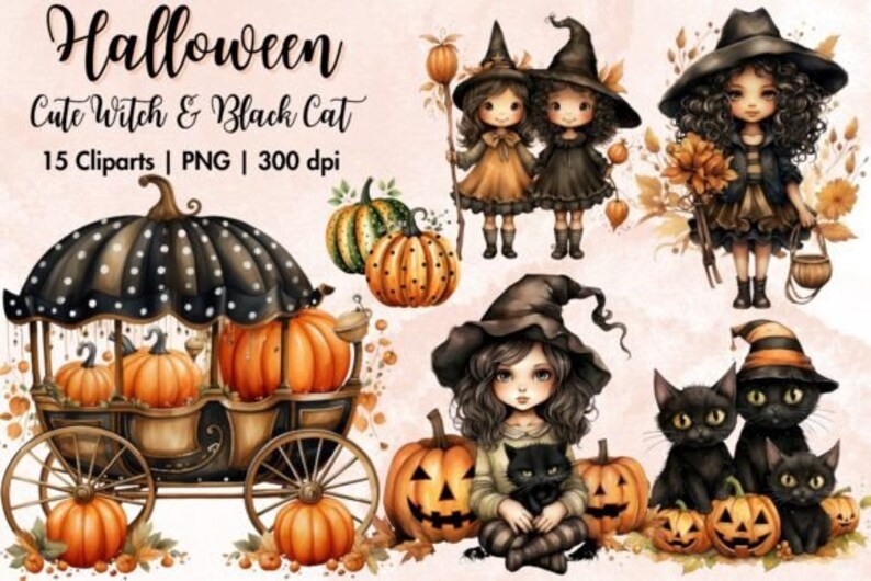 Witch Watercolor Clipart Bundle - PNG Images, Witchpunk, Halloween ...
