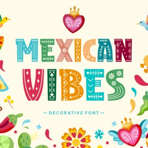MESSICANO VIBES FONT Svg, alfabeto messicano, lettere e numeri messicani svg per cricut, Silhouette, segni messicani - download istantaneo