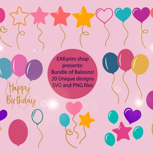 BALLOONS SVG, Balloon Bundle Svg, Balloons, Balloons Clipart, Balloon Cricut, Balloons Cartoon, Air Balloon Svg, Birthday Balloon Svg,Png