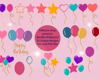 BALLOONS SVG, Balloon Bundle Svg, Balloons, Balloons Clipart, Balloon Cricut, Balloons Cartoon, Air Balloon Svg, Birthday Balloon Svg,Png