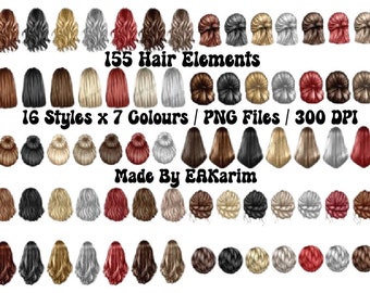 Hairstyle Clipart Bundle, Natural Curly Hair PNG (Digital Download)