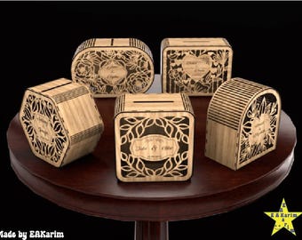 Elegant Wedding Money Box SVG Laser Cutting Files - Decorative Wedding Card Holder Envelope Box Svg Files For Lightburn Glowforge XTool