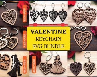 Valentinstag Paar Schlüsselanhänger Bundle, passende Schlüsselanhänger Lasercut, Jahrestag Geschenk, ineinandergreifender Schlüsselanhänger Lasercut, süße Tiere svg