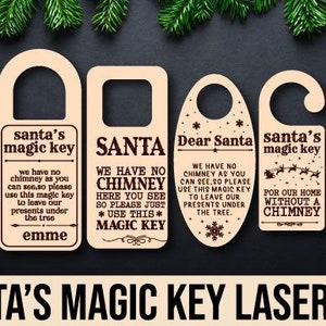 Appendiabiti per porta di Natale "Chiave magica di Babbo Natale per la nostra casa senza camino" - svg laser cut file glowforge cricut silhouette