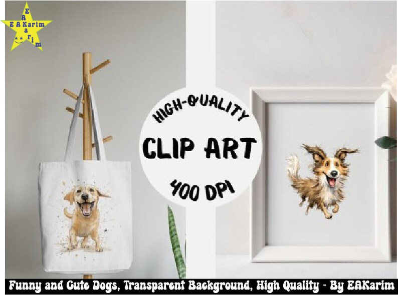 Funny and Cute Dog Clipart Bundle, Dogs PNG, Watercolor Puppy Graphics ...