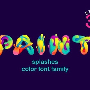 ペイント スプラッシュ、フォント ペイント フォント グラフィティ、ディスプレイ フォント、カラー パレット フォント、Procreate フォント、Cricut フォント、ペイント フォント、Cricut 用フォント