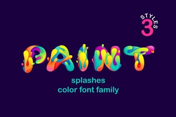 Paint Splashes, Font Paint Font graffiti, Display Font, Color Palette Font, Procreate Font, Cricut Fonts, Paint Font, Fonts for Cricut