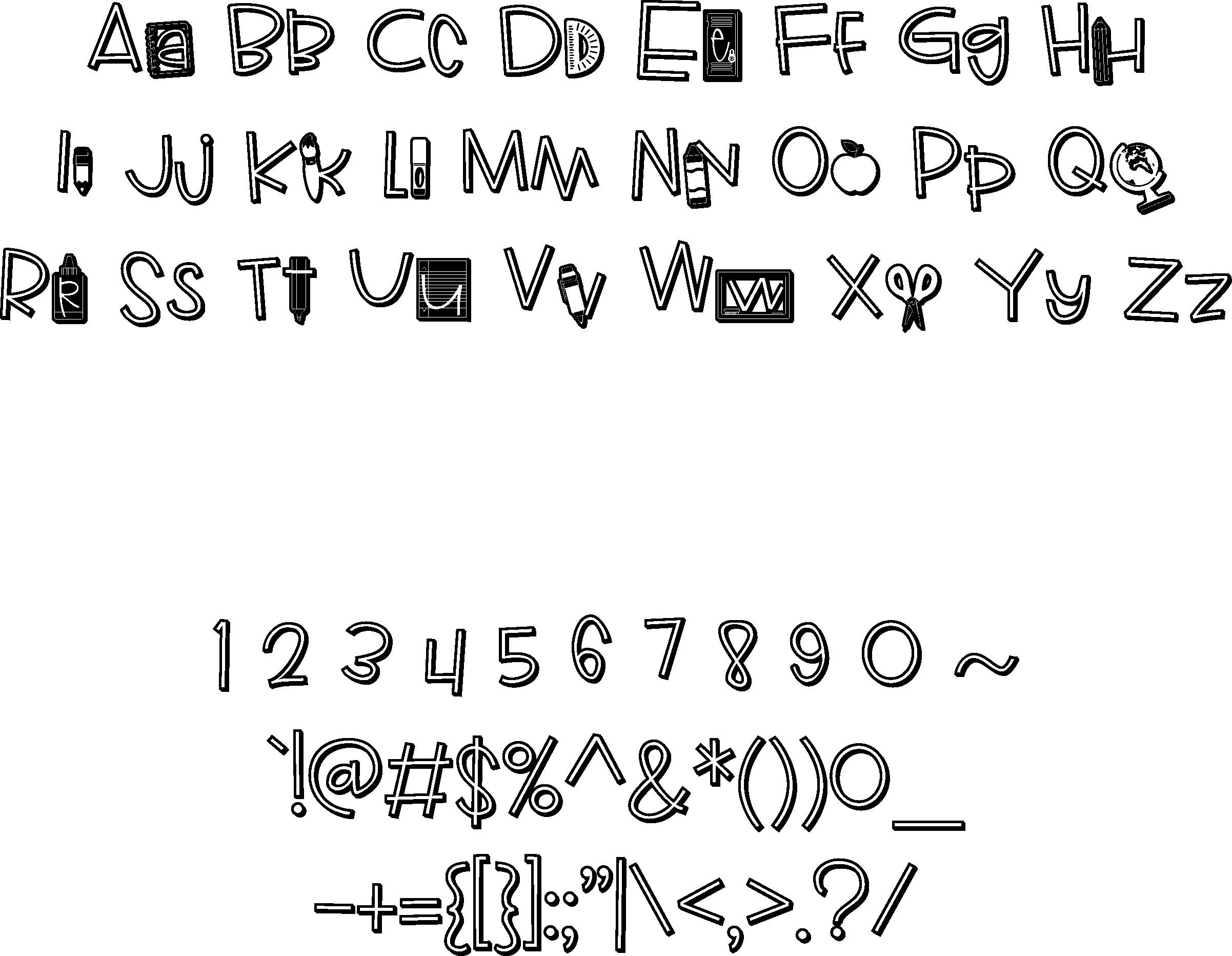 School Letters & Numbers SVG, Png, Eps, and Dxf, Alpha Doodle, Doodle ...